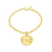 USC Trojans Gold Plated Round Wave Texture Charm Bracelet